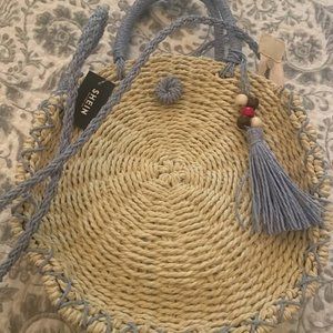 Straw Crossbody Tassel Decor Woven Satchel Bag